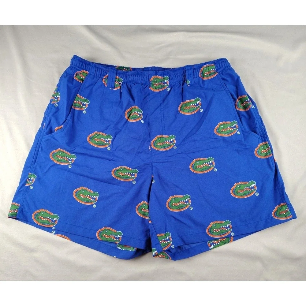 Columbia PFG Mens Medium Florida Gators Swim Trunks Blue NCAA Gator Logo Shorts